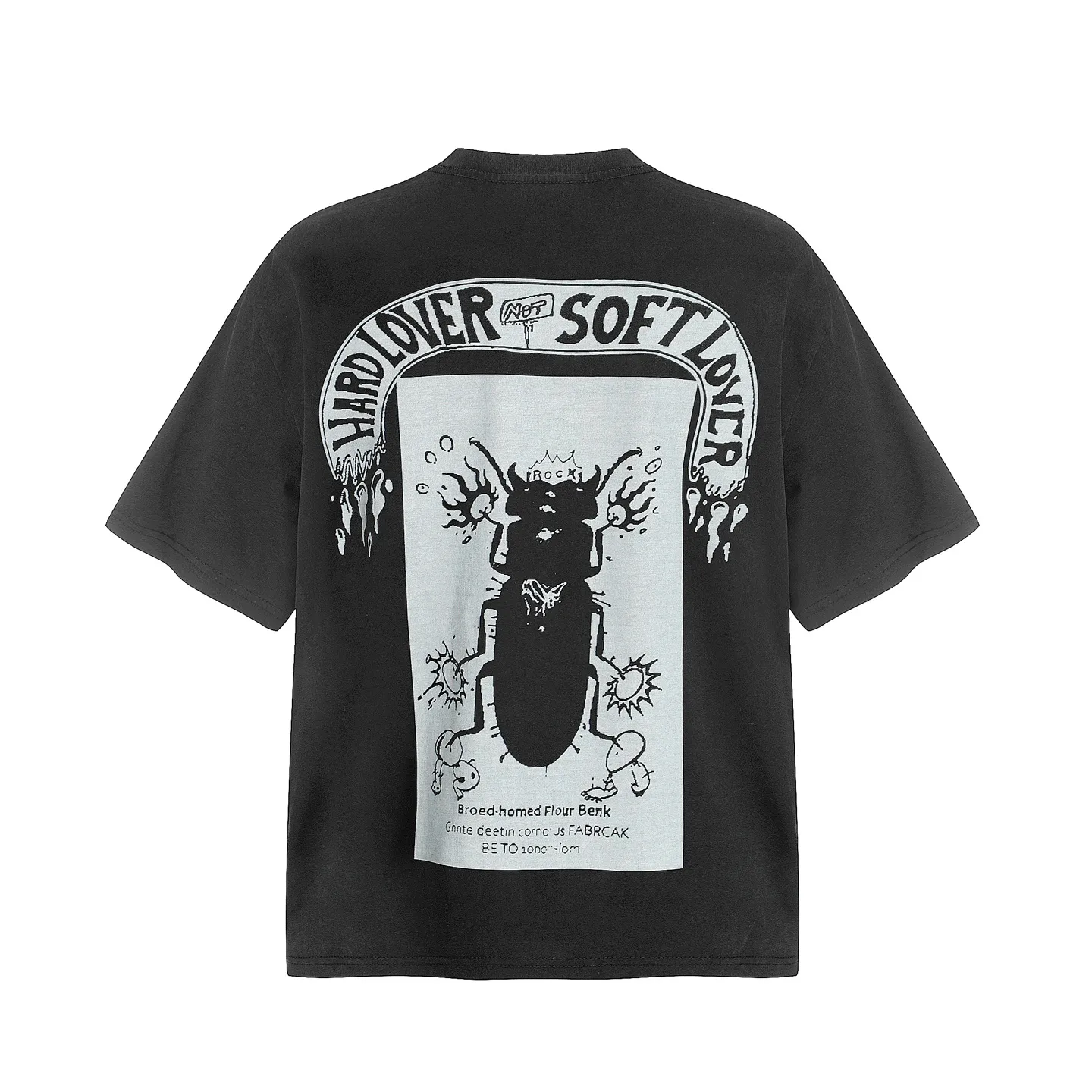 VT9243 P140💰 SAINT Michael Cartoon Skull "Eternal Saint" Punk Style Printed Retro Washed Distressed Short Sleeve T-shirt Small Neck Design White Ink Digital Direct Printing High Street Retro Heavy Duty Distressed Vintage Short Sleeve Size: S M L XL